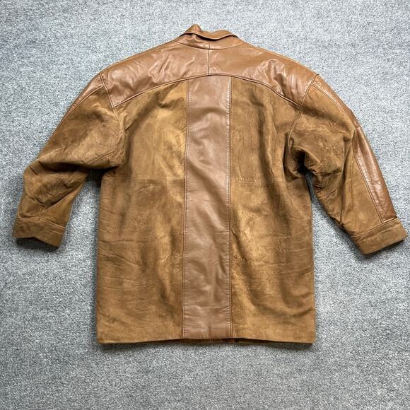 Vintage Chamonix Jacket Womens Large Brown Suede Leather Lapel Collar Lined Coat - Picture 3 of 12